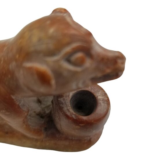 Hand-Carved Stone Dog Figurine With Pot - Picture 11 of 13